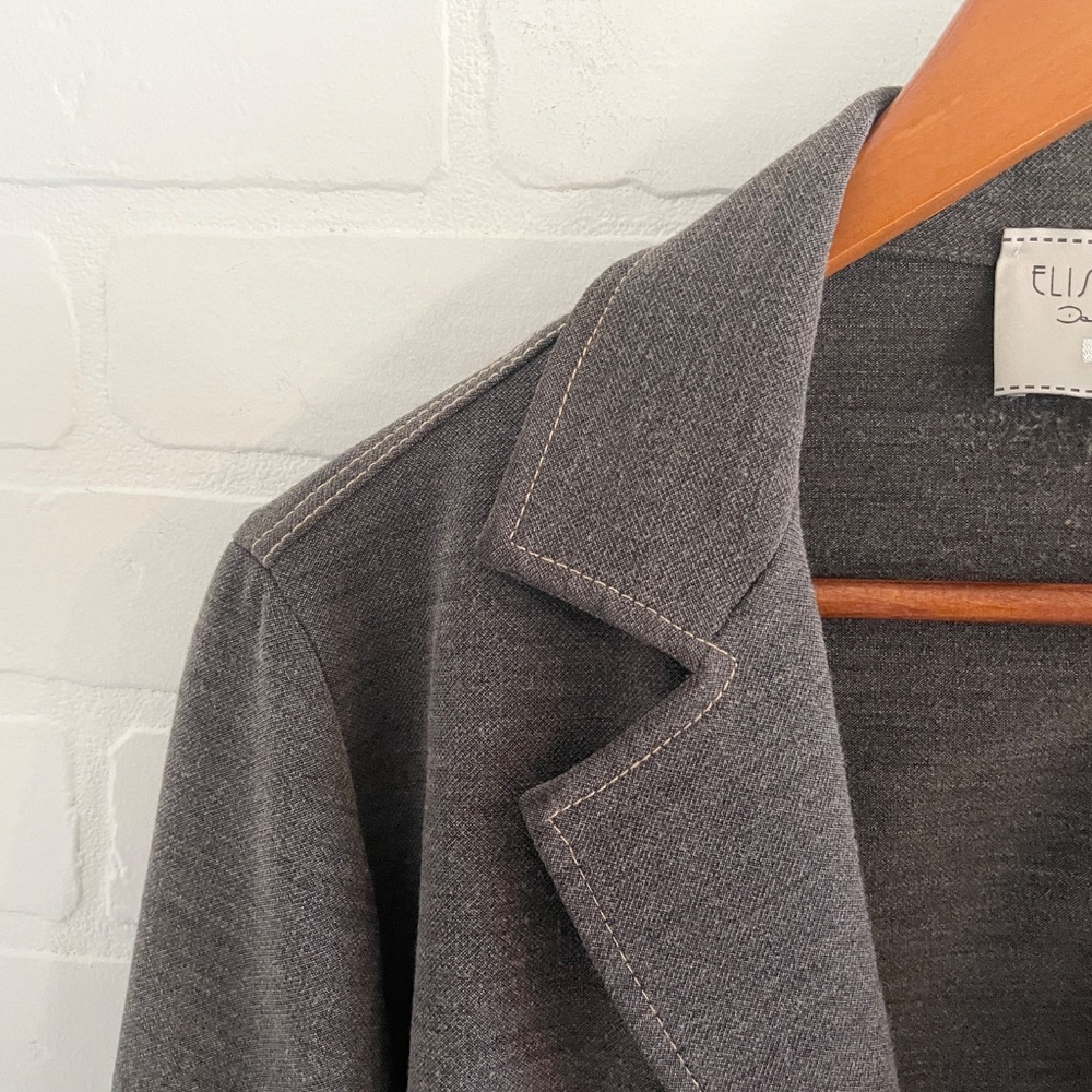 Elisa Cavaletti Klymta Jersey Knit + Denim Blazer Patchwork Asymmetrical Sz M - Picture 10 of 16